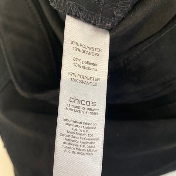 Chico’s Black Sueded Straight Leg Pants Pull On w/ Button EUC Sz 16 Polyester - Picture 7 of 14